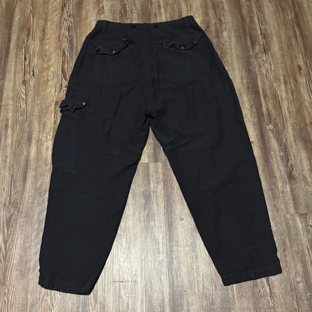 Free People Barrel Leg Pants Women's XS Black Cargo Utility Button Fly Spring - Picture 6 of 6